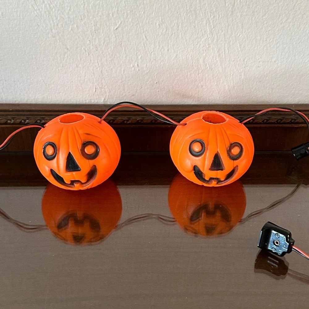 Vtg Peerless Halloween Blow Mold Pumpkin String Light Covers Jack-O-Lantern READ